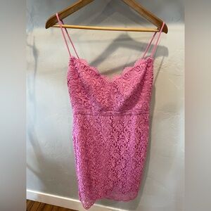 Women’s NWT J. Crew Pink Lace Spaghetti Strap Dress size 8